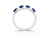 White gold Emerald Cut Blue Sapphire Prong-Set Half Eternity Band_21