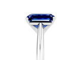 White gold Emerald Cut Blue Sapphire Solitaire Engagement Ring with Cathedral Setting and Four-Prong Mount_35