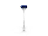 White gold Emerald Cut Blue Sapphire Solitaire Engagement Ring with Cathedral Setting and Four-Prong Mount_38