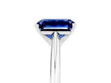 White gold Emerald Cut Blue Sapphire Solitaire Engagement Ring with Cathedral Setting and Four-Prong Mount_41