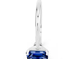 White gold Emerald Cut Blue Sapphire Solitaire Engagement Ring with Classic Band and Four-Prong Setting_12