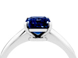 White gold Emerald Cut Blue Sapphire Solitaire Engagement Ring with Classic Band and Four-Prong Setting_16