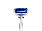 White gold Emerald Cut Blue Sapphire Solitaire Engagement Ring with Classic Band and Four-Prong Setting_17