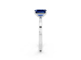 White gold Emerald Cut Blue Sapphire Solitaire Engagement Ring with Classic Band and Four-Prong Setting_26