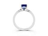 White gold Emerald Cut Blue Sapphire Solitaire Engagement Ring with Classic Band and Four-Prong Setting_27