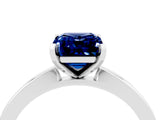 White gold Emerald Cut Blue Sapphire Solitaire Engagement Ring with Classic Band and Four-Prong Setting_28