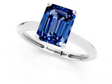 White gold Emerald Cut Blue Sapphire Solitaire Engagement Ring with Classic Band and Four-Prong Setting_37
