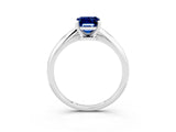 White gold Emerald Cut Blue Sapphire Solitaire Engagement Ring with Classic Band and Four-Prong Setting_39