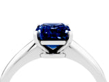 White gold Emerald Cut Blue Sapphire Solitaire Engagement Ring with Classic Band and Four-Prong Setting_40