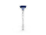 10K White Gold 1.96 Carat Emerald Blue Sapphire Solitaire Ring with Prong Setting and Classic Band