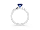 10K White Gold 1.96 Carat Emerald Blue Sapphire Solitaire Ring with Prong Setting and Classic Band