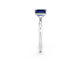 White gold Emerald Cut Blue Sapphire Solitaire Ring with Thin Band and Four-Prong Setting_14