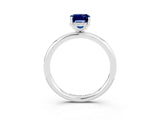 White gold Emerald Cut Blue Sapphire Solitaire Ring with Thin Band and Four-Prong Setting_15