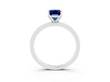 White gold Emerald Cut Blue Sapphire Solitaire Ring with Thin Band and Prong Setting_39
