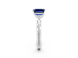 White gold Emerald Cut Blue Sapphire Solitaire Twist Band Prong Setting Ring_68