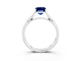White gold Emerald Cut Blue Sapphire Solitaire Twist Band Prong Setting Ring_69