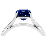 White gold Emerald Cut Blue Sapphire Solitaire Twist Band Prong Setting Ring_70