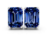Silver 0.64 Carat Emerald Blue Sapphire Stud Earrings