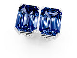 Silver 0.64 Carat Emerald Blue Sapphire Stud Earrings