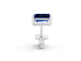 Silver 0.64 Carat Emerald Blue Sapphire Stud Earrings