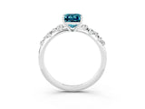 White gold Emerald Cut Blue Topaz Cluster Side Stone Solitaire Ring with Prong Setting_27