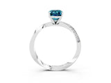 White gold Emerald Cut Blue Topaz Engagement Ring with Side Stone Accents and Four-Prong Setting_30