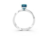 White gold Emerald Cut Blue Topaz Engagement Ring with Side Stone Accents and Four-Prong Setting_39