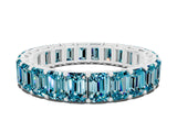 White gold Emerald Cut Blue Topaz Eternity Band with Shared Prong Setting_6