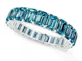 White gold Emerald Cut Blue Topaz Eternity Band with Shared Prong Setting_7