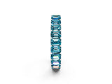 White gold Emerald Cut Blue Topaz Eternity Band with Shared Prong Setting_8