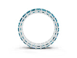 White gold Emerald Cut Blue Topaz Eternity Band with Shared Prong Setting_9