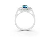 White gold Emerald Cut Blue Topaz Floral Double Halo Engagement Ring with Prong Setting_63