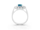 White gold Emerald Cut Blue Topaz Floral Double Halo Engagement Ring with Prong Setting_87