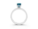 White gold Emerald Cut Blue Topaz Milgrain Pavé Engagement Ring with Four-Prong Setting_15