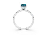 White gold Emerald Cut Blue Topaz Pave Band Solitaire Ring with Four-Prong Setting_39