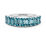 White gold Emerald Cut Blue Topaz Prong-Set Eternity Band_6