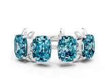 White gold Emerald Cut Blue Topaz Prong-Set Half Eternity Band_18
