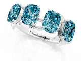 White gold Emerald Cut Blue Topaz Prong-Set Half Eternity Band_19