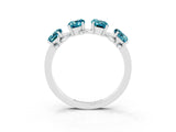 White gold Emerald Cut Blue Topaz Prong-Set Half Eternity Band_21