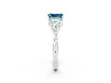 White gold Emerald Cut Blue Topaz Solitaire Celtic Knot Ring with Four-Prong Setting_14
