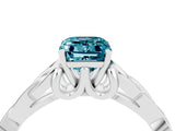 White gold Emerald Cut Blue Topaz Solitaire Celtic Knot Ring with Four-Prong Setting_16