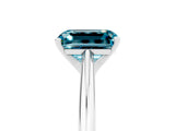 White gold Emerald Cut Blue Topaz Solitaire Engagement Ring with Cathedral Setting and Four-Prong Mount_113