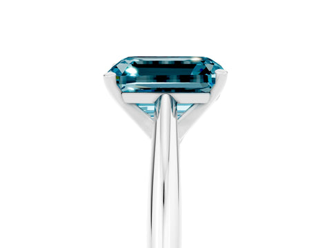 White gold Emerald Cut Blue Topaz Solitaire Engagement Ring with Cathedral Setting and Four-Prong Mount_17