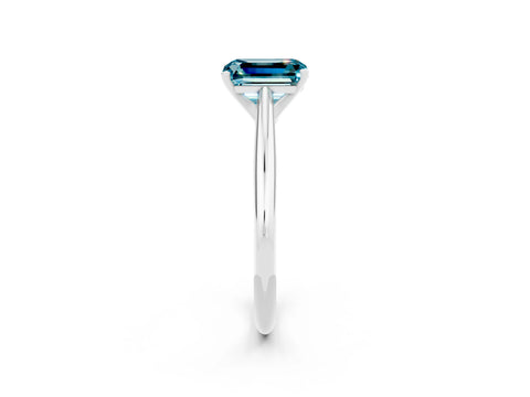White gold Emerald Cut Blue Topaz Solitaire Engagement Ring with Cathedral Setting and Four-Prong Mount_26