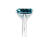 White gold Emerald Cut Blue Topaz Solitaire Engagement Ring with Cathedral Setting and Four-Prong Mount_35