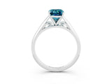 White gold Emerald Cut Blue Topaz Solitaire Engagement Ring with Cathedral Setting and Four-Prong Mount_39