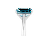White gold Emerald Cut Blue Topaz Solitaire Engagement Ring with Cathedral Setting and Four-Prong Mount_41