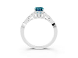 White gold Emerald Cut Blue Topaz Solitaire Engagement Ring with Celtic Knot Band and Four-Prong Setting_3