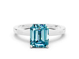 White gold Emerald Cut Blue Topaz Solitaire Engagement Ring with Classic Band and Four-Prong Setting_36