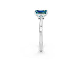 White gold Emerald Cut Blue Topaz Solitaire Engagement Ring with Classic Band and Four-Prong Setting_38